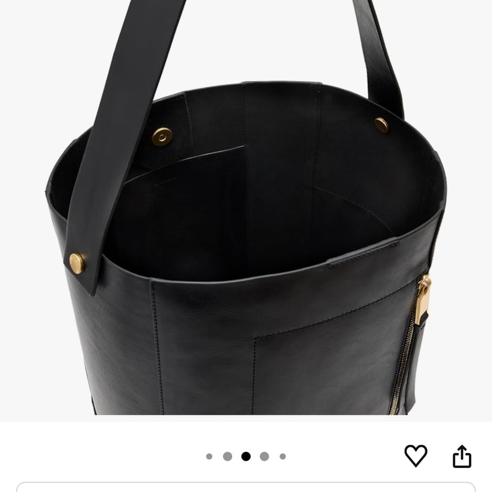 All Saints Black Leather Tote with Gold Zipper - Picture 5 of 12